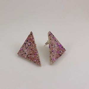 Wooden painted stud earrings